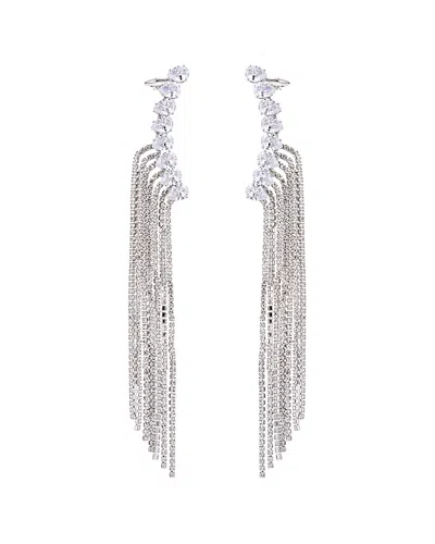Eye Candy La Luxe Collection Rhodium Plated Cz Samantha Dangle Drop Earrings In Gray