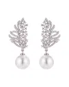 Eye Candy La Luxe Collection Rhodium Plated Pearl & Cz Layla Drop Earrings