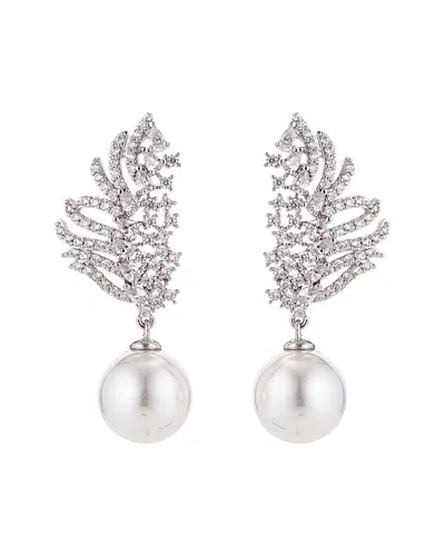 Eye Candy La Luxe Collection Rhodium Plated Pearl & Cz Layla Drop Earrings