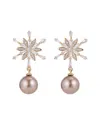 Eye Candy La Luxe Collection Rhodium Plated Pearl & Cz Riley Drop Earrings