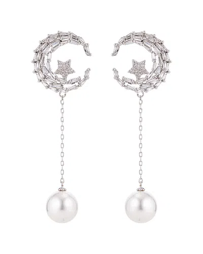 Eye Candy La Luxe Collection Rhodium Plated Pearl & Cz Zoey Drop Earrings