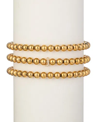 EYE CANDY LA EYE CANDY LA LUXE COLLECTION TITANIUM CZ 3PC INITIAL STRETCH BRACELET SET (A-Z)