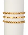 Eye Candy La Women's Luxe Collection 3-piece Initial Goldtone Beaded & Cubic Zirconia Bracelet Set