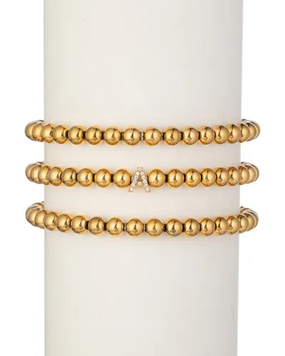 EYE CANDY LA EYE CANDY LA LUXE COLLECTION TITANIUM CZ 3PC INITIAL STRETCH BRACELET SET (A-Z)