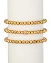 Eye Candy La Women's Luxe Collection 3-piece Initial Goldtone Beaded & Cubic Zirconia Bracelet Set