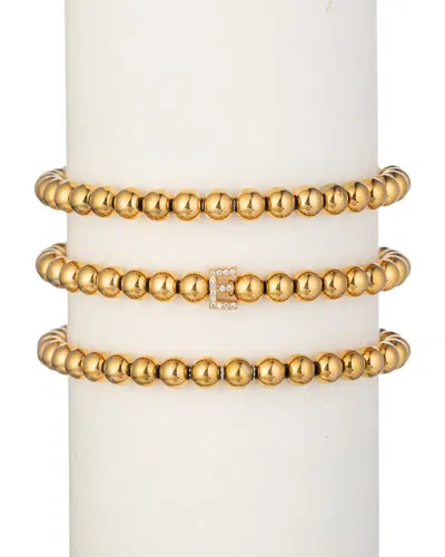 EYE CANDY LA EYE CANDY LA LUXE COLLECTION TITANIUM CZ 3PC INITIAL STRETCH BRACELET SET (A-Z)