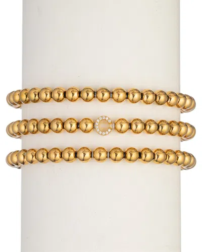 Eye Candy La Luxe Collection Titanium Cz 3pc Initial Stretch Bracelet Set (a-z)