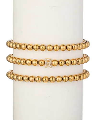 EYE CANDY LA EYE CANDY LA LUXE COLLECTION TITANIUM CZ 3PC INITIAL STRETCH BRACELET SET (A-Z)