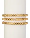 Eye Candy La Women's Luxe Collection 3-piece Initial Goldtone Beaded & Cubic Zirconia Bracelet Set In Letter M