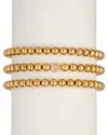 Eye Candy La Women's Luxe Collection 3-piece Initial Goldtone Beaded & Cubic Zirconia Bracelet Set