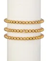 Eye Candy La Women's Luxe Collection 3-piece Initial Goldtone Beaded & Cubic Zirconia Bracelet Set In Letter S
