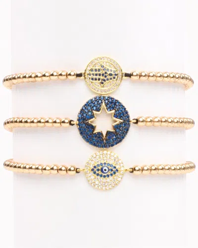 Eye Candy La Luxe Titanium Cz Hamsa & Evil Eye Stretch Bracelet
