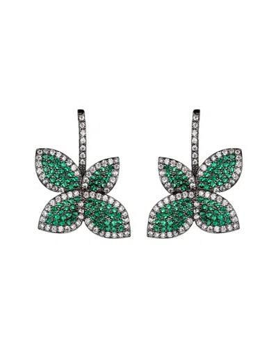Eye Candy La Maja Green Cz Crystal Brass Drop Earrings