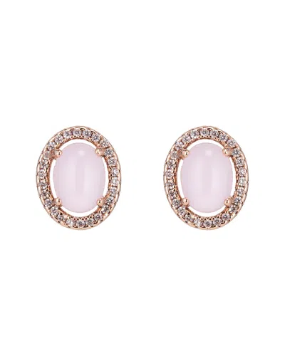 Eye Candy La Mariah Cz Crystal Rose Quartz Stud Earring