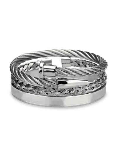 Eye Candy La Men's 3-piece Mason Titanium Bracelet Set In Grey
