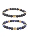 Eye Candy La Men's Andrew 2-piece Agate & Onyx Stretch Bracelet Set In Onyx