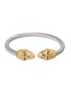 Eye Candy La Men's Double Head Goldtone & Silvertone Titanium Skull Cuff Bracelet