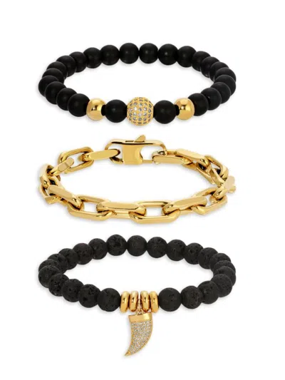 Eye Candy La Men's Elijah 3-piece Goldtone Bracelet Set