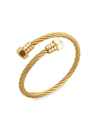 Eye Candy La Men's Goldtone Titanium Cable Bracelet In Neutral