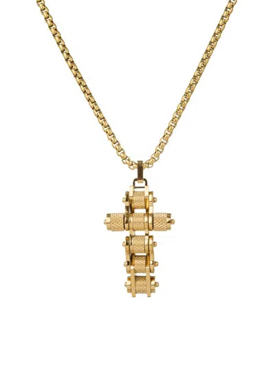Eye Candy La Men's Goldtone Titanium Cross Pendant Necklace