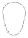 Eye Candy La Men's Jacob Cross Silvertone Titanium & Cubic Zirconia Tennis Necklace