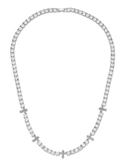 Eye Candy La Men's Jacob Cross Silvertone Titanium & Cubic Zirconia Tennis Necklace
