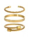 Eye Candy La Men's James 3-piece Goldtone Titanium Bracelet Set In Yellow Gold