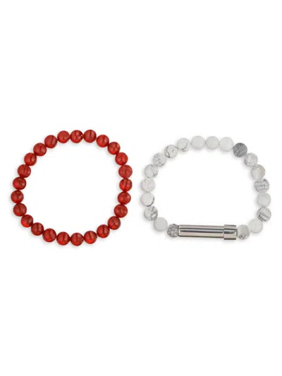 Eye Candy La Men's Jean 2-piece Agate & Titanium Stretch Bracelet Set In Neutral