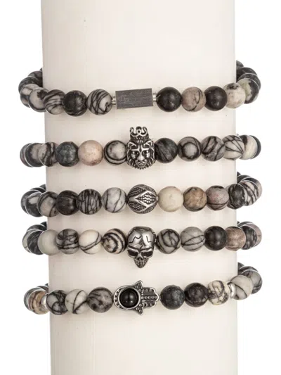 Eye Candy La Men's Lux Collection Leo Agate Multi Stretch Beaded Bracelet In One Size
