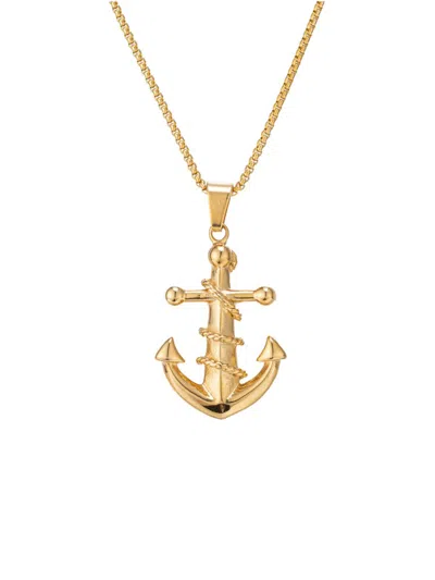Eye Candy La Men's Luxe Goldtone Titanium Anchor Pendant Necklace In Neutral