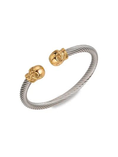 Eye Candy La Men's Mateo Titanium Skull Cuff Bracelet In Grey