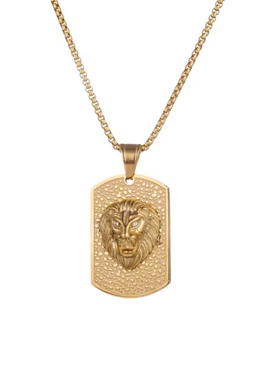 Eye Candy La Men's Premier 18k Goldplated & Cubic Zirconia Lion Head Pendant Necklace In Neutral