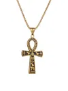 EYE CANDY LA MEN'S PREMIER 18K GOLDPLATED TITANIUM ANKH PENDANT NECKLACE