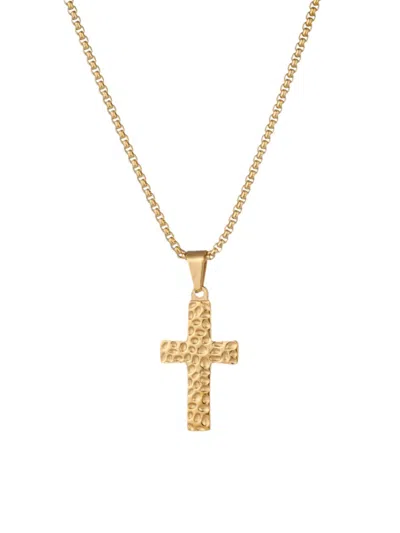 Eye Candy La Men's Premier Elliot Goldtone Titanium Cross Pendant Necklace In Neutral
