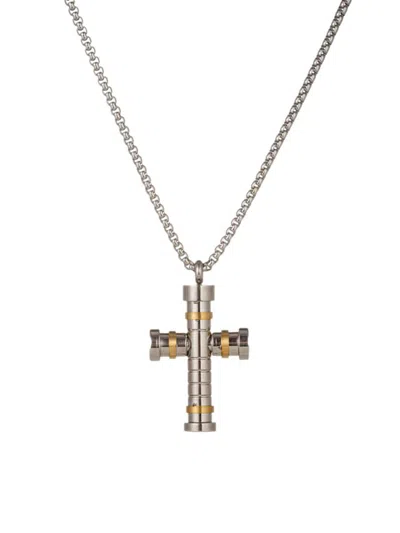 Eye Candy La Men's Premier Jordan Goldtone Titanium Cross Pendant Necklace In Neutral
