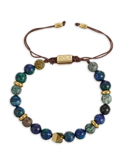 Eye Candy La Men's Premier Luca Goldtone Titanium & Agate Beaded Bracelet In Neutral