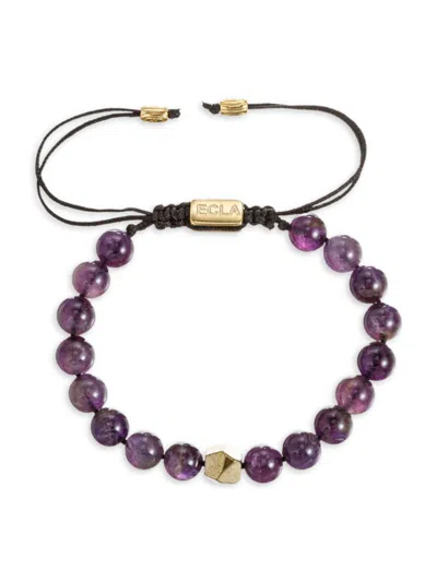 Eye Candy La Men's Premier Martin Goldtone Titanium & Agate Beaded Bracelet In Neutral