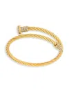 EYE CANDY LA MEN'S PREMIUM ALAIN GOLDTONE TITANIUM & CUBIC ZIRCONIA SPIKE NAIL WIRE CUFF BRACELET