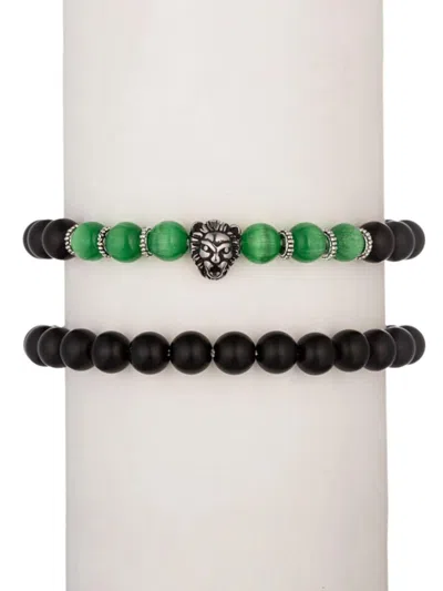 Eye Candy La Men's Premium Collection Lion Head Agate Stretch Bracelet