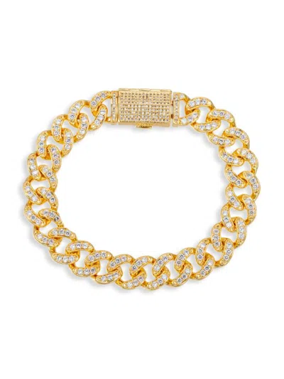 Eye Candy La Men's Premium Fabrice 18k Goldplated Titanium & Cubic Zirconia Cuban Link Chain Bracelet In Neutral