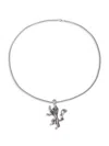 Eye Candy La Men's Premium Silvertone Lion Head Crawl Pendant Necklace In Silver