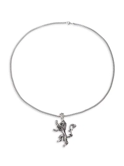 Eye Candy La Men's Premium Silvertone Lion Head Crawl Pendant Necklace