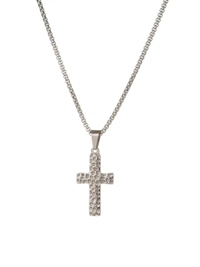 Eye Candy La Men's Titanium Elliot Cross Pendant Necklace/12" In Neutral