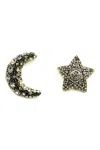 Eye Candy La Metallic Star & Moon Stud Earrings In Black