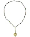 Eye Candy La Mia Tiger Agate Beaded Y Necklace In Gold