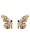 Eye Candy La Cz Monarch Butterfly Studs In Blue