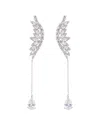 Eye Candy La Mystical Clear Cz Crystal Feather Drop Earrings