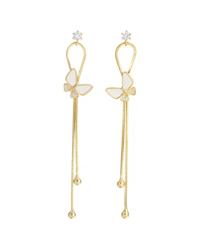 Eye Candy La Naomi Butterfly Fringe Cz Drop Earrings In Blue
