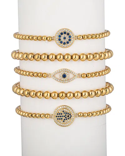 Eye Candy La Natalia Titanium Cz 5pc Hamsa Stretch Bracelet Set