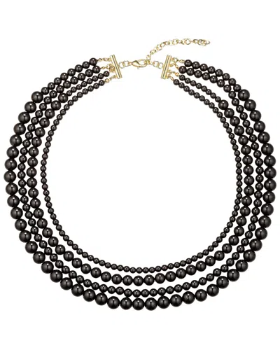 Eye Candy La Onyx Beaded Multi Layer Drop Collar Necklace In Black